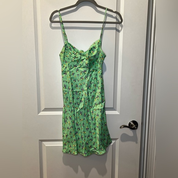 Zara Spaghetti Strap Green Mini Dress Size Medium NWOT - Picture 4 of 16